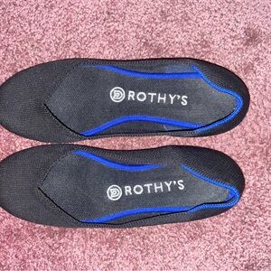 Rothy's Black Flats with signature Blue Trim Sz 7